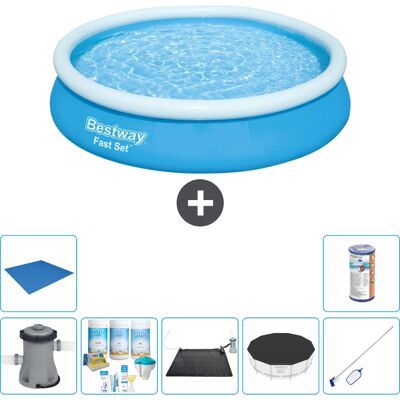Bestway - Fast Set Round 366x76 cm - Blu - Piscina Bestway - Fast Set Round 366x76 cm - Blu - Piscina