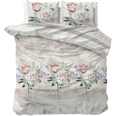 Sleeptime - Lovely Flower - Beige - 240x220 cm - poszwa na kołdrę Sleeptime - Lovely Flower - Beige - 240x220 cm - poszwa na kołdrę