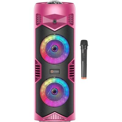 N-Gear LGP5150 - Drahtloser Bluetooth-Party-Lautsprecher - Karaoke-Set - 1 Mikrofon - Discoverlichting - Rosa N-Gear LGP5150 - Drahtloser Bluetooth-Party-Lautsprecher - Karaoke-Set - 1 Mikrofon - Discoverlichting - Rosa