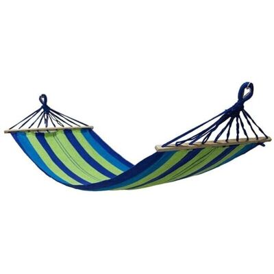 Hamaca Viking Choice 200 x 80 cm con barra transversal - Rayas verde azul Hamaca Viking Choice 200 x 80 cm con barra transversal - Rayas verde azul