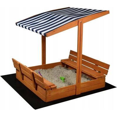 Viking Choice Caja de arena de madera blanda con techo - Alfombrilla y juguetes Viking Choice Caja de arena de madera blanda con techo - Alfombrilla y juguetes