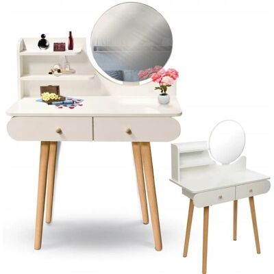 Viking Choice Tocador de Madera Blanco con Espejo y Cajones - 122x80x40 cm Viking Choice Tocador de Madera Blanco con Espejo y Cajones - 122x80x40 cm