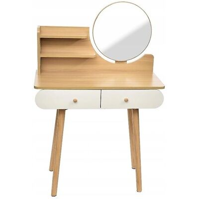 Viking Choice Holz-Schminktisch - Rundspiegel - 2 Schubladen - 122x80x40 cm Viking Choice Holz-Schminktisch - Rundspiegel - 2 Schubladen - 122x80x40 cm