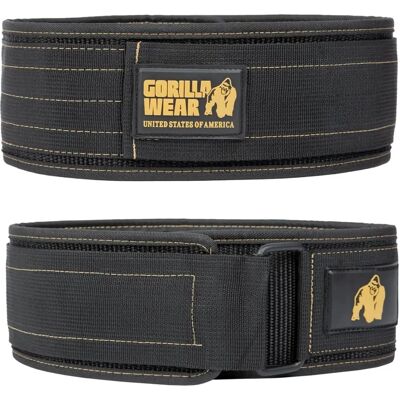 Gorilla Wear Nylon Lifting Belt - 10cm Schwarz/Gold L/XL Gorilla Wear Nylon Lifting Belt - 10cm Schwarz/Gold L/XL