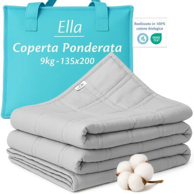 Couverture lestée Ella Health B.V. 135x200cm 9kg - Couverture de thérapie anti-stress - Couverture lourde 75-110kg - Publicité Couverture lestée Ella Health B.V. 135x200cm 9kg - Couverture de thérapie anti-stress - Couverture lourde 75-110kg - Publicité