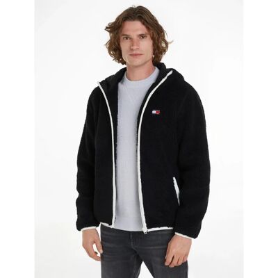 Tommy Jeans Sorte Teddy Plysjakke - Jakke Tommy Jeans Sorte Teddy Plysjakke - Jakke