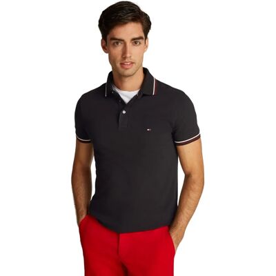 Koszulka polo Tommy Hilfiger z logo - czarna Koszulka polo Tommy Hilfiger z logo - czarna