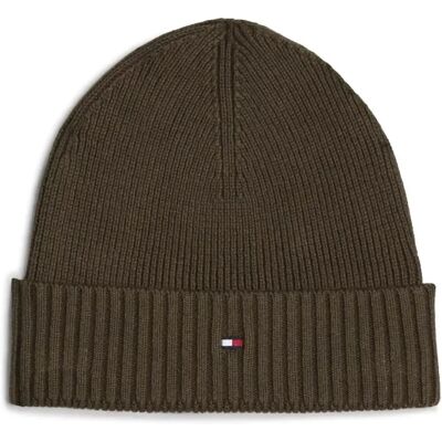 Tommy Hilfiger Flag Beanie med Cashmere (AM0AM12796) - army grøn Tommy Hilfiger Flag Beanie med Cashmere (AM0AM12796) - army grøn