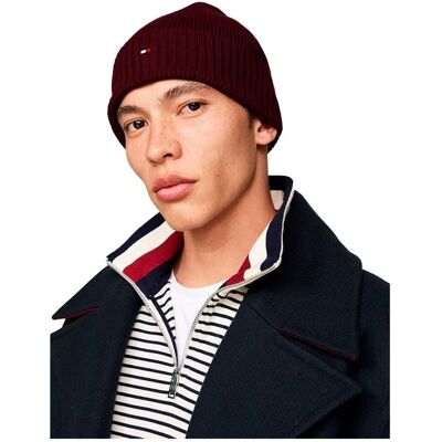 Tommy Hilfiger Flag Hue med Cashmere (AM0AM12796) - dyb rød Tommy Hilfiger Flag Hue med Cashmere (AM0AM12796) - dyb rød