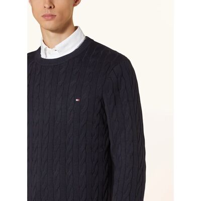 Tommy Hilfiger Klasyczny Sweter z Kabelkowym Splotem Relaxed Fit (MW0MW33132) - niebo pustyni Tommy Hilfiger Klasyczny Sweter z Kabelkowym Splotem Relaxed Fit (MW0MW33132) - niebo pustyni