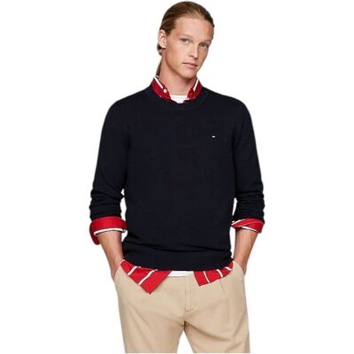 Sweter Żakardowy z Okrałym Dekoltem Tommy Hilfiger (MW0MW33511) - niebo pustyni Sweter Żakardowy z Okrałym Dekoltem Tommy Hilfiger (MW0MW33511) - niebo pustyni