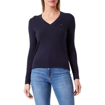 Sweter Heritage V-Neck Tommy Hilfiger (WW0WW42049) - niebo pustyni Sweter Heritage V-Neck Tommy Hilfiger (WW0WW42049) - niebo pustyni