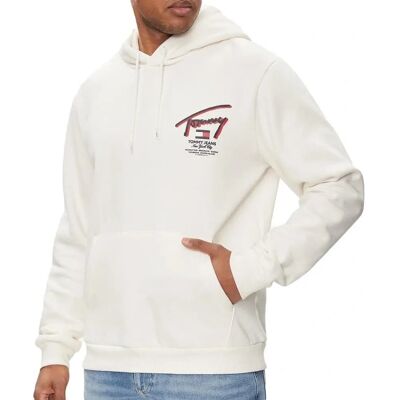 Sweat à Capuche Tommy Jeans - Blanc - Manches Longues - Logo - Poche kangourou - Capuche - Publicité Sweat à Capuche Tommy Jeans - Blanc - Manches Longues - Logo - Poche kangourou - Capuche - Publicité