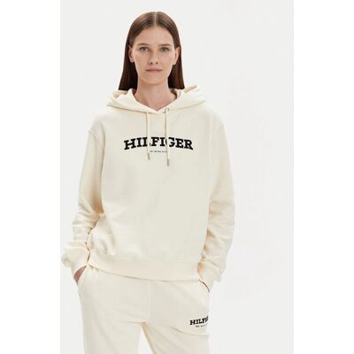 Tommy Hilfiger Beżowa Monotype Flock Hoodie - Bluzy Tommy Hilfiger Beżowa Monotype Flock Hoodie - Bluzy