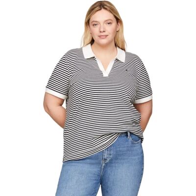 TOMMY HILFIGER Curve Lyocell Polo SS - Svart och vitt - 48 Dam T-shirt TOMMY HILFIGER Curve Lyocell Polo SS - Svart och vitt - 48 Dam T-shirt
