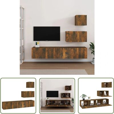 THE LIVING STORE - Set Porta Tv 4Pz Rovere Fumo - Stojak TV THE LIVING STORE - Set Porta Tv 4Pz Rovere Fumo - Stojak TV