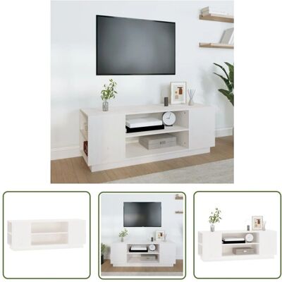 The Living Store - Porta TV Bianco 110x35x40.5 cm In Legno Massello Di Pino - White - 110x35x40.5 cm - TV Stand The Living Store - Porta TV Bianco 110x35x40.5 cm In Legno Massello Di Pino - White - 110x35x40.5 cm - TV Stand