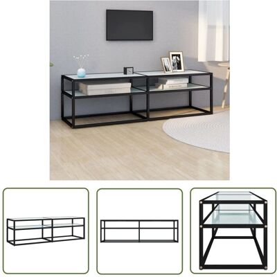 THE LIVING STORE - Porta Tv Marmo Bianco - Czarny - Stojak TV THE LIVING STORE - Porta Tv Marmo Bianco - Czarny - Stojak TV