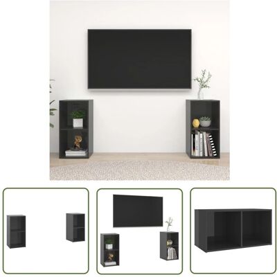 THE LIVING STORE - Mobili Tv 2 Pz Grigio Lucido - stojak TV THE LIVING STORE - Mobili Tv 2 Pz Grigio Lucido - stojak TV