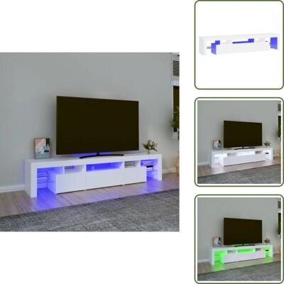 THE LIVING STORE - Mobile Porta Tv Con Luci Led Bianco 200x36.5x40 Cm - Biały - TV Stand THE LIVING STORE - Mobile Porta Tv Con Luci Led Bianco 200x36.5x40 Cm - Biały - TV Stand