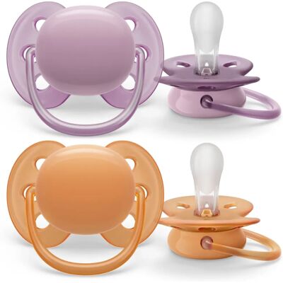 Philips Avent SCF091/33 Baby Schnuller - Orthodontisches Silikon Orange, Lila Philips Avent SCF091/33 Baby Schnuller - Orthodontisches Silikon Orange, Lila