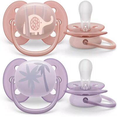 Philips Avent Ultrasoft 0-6m Dudlík - Ortodontický Silikon Lila, Růžová Philips Avent Ultrasoft 0-6m Dudlík - Ortodontický Silikon Lila, Růžová