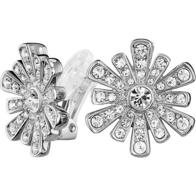 Clips d'oreilles en argent et cristal en forme de fleur - Type d'oreille - Publicité Clips d'oreilles en argent et cristal en forme de fleur - Type d'oreille - Publicité