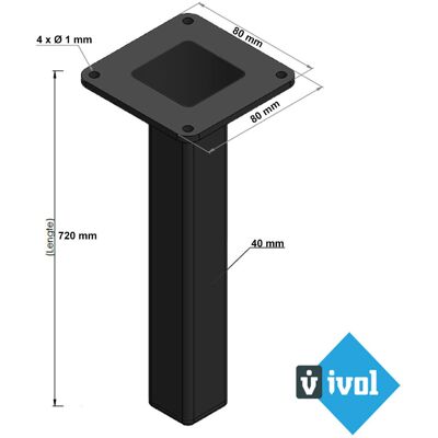 IVOL Quadratische Schwarze Tischbein - Tischart IVOL Quadratische Schwarze Tischbein - Tischart