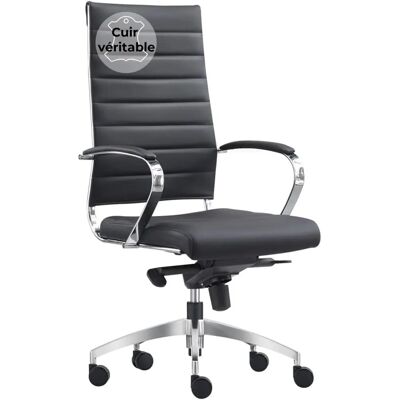 VIVOL Schwarzer Leder Bürostuhl - Luxusdesign - Höhenverstellbar VIVOL Schwarzer Leder Bürostuhl - Luxusdesign - Höhenverstellbar