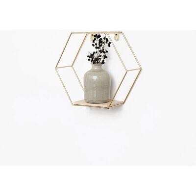 VIVOL Ivol - Scaffale da parete esagonale in metallo con ripiano in legno - 25x28,5cm - Oro VIVOL Ivol - Scaffale da parete esagonale in metallo con ripiano in legno - 25x28,5cm - Oro