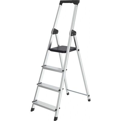 VIVOL - Escalera doméstica plegable de 4 peldaños con bandeja VIVOL - Escalera doméstica plegable de 4 peldaños con bandeja