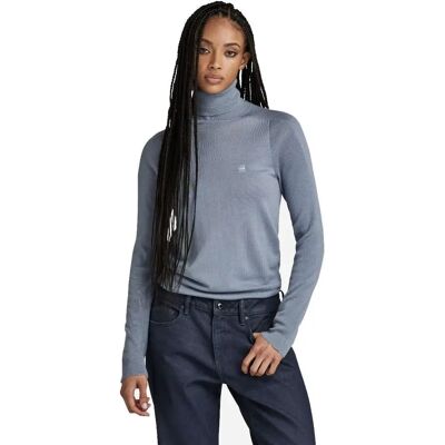G-Star Raw Pull en Maille Slim à Col Roulé - Gris - Coupe Slim G-Star Raw Pull en Maille Slim à Col Roulé - Gris - Coupe Slim