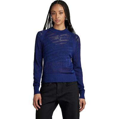 Pull en Maille Pointelle Text G-Star RAW - Bleu marine - S - Pull Pull en Maille Pointelle Text G-Star RAW - Bleu marine - S - Pull
