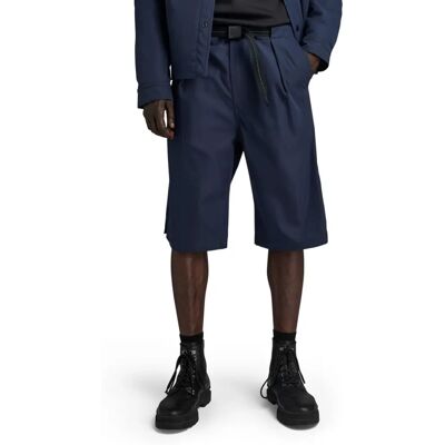 G-Star Raw Shorts Chino à Plis avec Ceinture - Marine - Taille 35 G-Star Raw Shorts Chino à Plis avec Ceinture - Marine - Taille 35