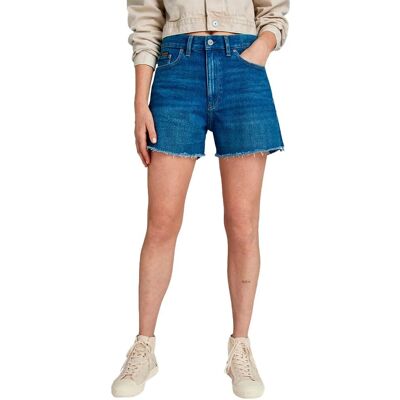 G-Star RAW Hoge Spijkerbroek Shorts Ruwe Rand - Donkerblauw - Vrouw G-Star RAW Hoge Spijkerbroek Shorts Ruwe Rand - Donkerblauw - Vrouw