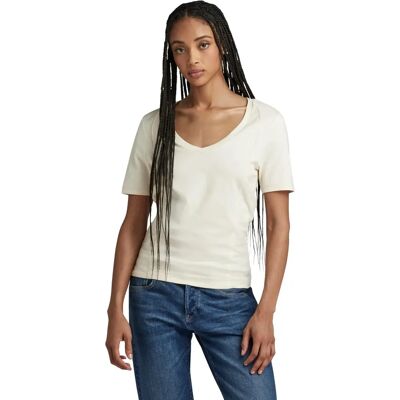G-Star Raw Moto Slim U-Neck Top - Beige Cotton - Slim T-shirt G-Star Raw Moto Slim U-Neck Top - Beige Cotton - Slim T-shirt