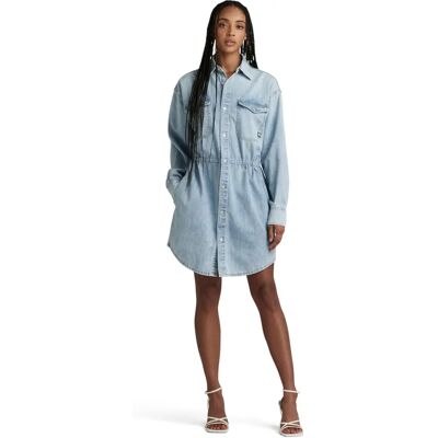 Robe en jean décontractée à cordon - Bleu clair - Femme - S Robe en jean décontractée à cordon - Bleu clair - Femme - S