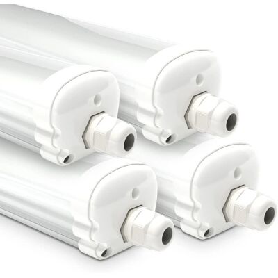 HOFTRONIC 4er Set LED Feuchtraumleuchten 150 cm - IP65 Wasserdicht - 48 Watt - 5760 Lumen - 4000K Neutralweiß - Verknüpfbar - IK07 HOFTRONIC 4er Set LED Feuchtraumleuchten 150 cm - IP65 Wasserdicht - 48 Watt - 5760 Lumen - 4000K Neutralweiß - Verknüpfbar - IK07