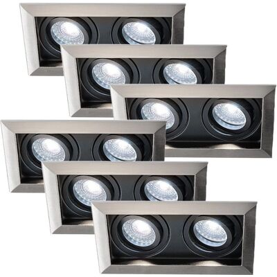 HOFTRONIC Durham 6er-Set Edelstahl Einbaustrahler - 6000K Tageslichtweiß - GU10 - 5W 400lm - Schwenkbar - IP20 - Innen HOFTRONIC Durham 6er-Set Edelstahl Einbaustrahler - 6000K Tageslichtweiß - GU10 - 5W 400lm - Schwenkbar - IP20 - Innen