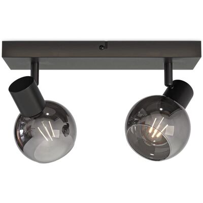 HOFTRONIC Glazura - LED Deckenleuchte Rauchglas - 2-flammig - Neigbar & Drehbar - Schwarz - E14 HOFTRONIC Glazura - LED Deckenleuchte Rauchglas - 2-flammig - Neigbar & Drehbar - Schwarz - E14