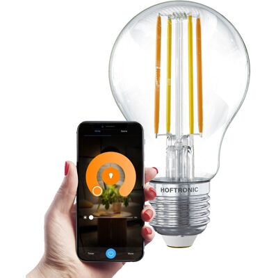 HOFTRONIC SMART Smart E27 LED Filament Lamp - 7W 806Lm - A60 Transparant - 1800-3000K - Dimbaar HOFTRONIC SMART Smart E27 LED Filament Lamp - 7W 806Lm - A60 Transparant - 1800-3000K - Dimbaar