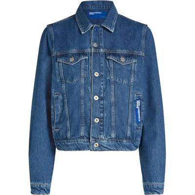 Kurtka jeans Karl Lagerfeld Jeans - Bawełna organiczna, Prosty krój, Prany środek-średni niebieski Kurtka jeans Karl Lagerfeld Jeans - Bawełna organiczna, Prosty krój, Prany środek-średni niebieski