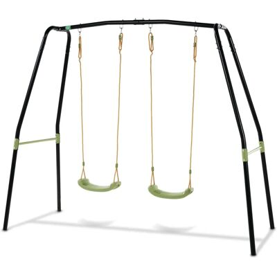 EXIT Ivy Dual Swing Set - Black with Green Seats - Garden Play Equipment EXIT Ivy Dual Swing Set - Black with Green Seats - Garden Play Equipment