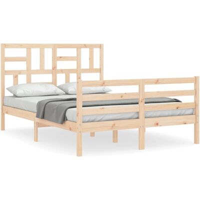 vidaXL Bettgestell 140x200 cm Rustikales Massivholz mit Kopfteil - Bettgestell vidaXL Bettgestell 140x200 cm Rustikales Massivholz mit Kopfteil - Bettgestell