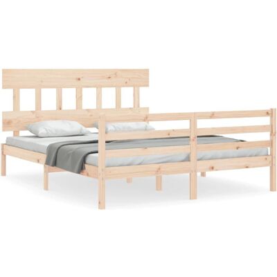 vidaXL Sänkykehys päädyllä - Kestävä rustiikkinen mäntylauta 150x200cm vidaXL Sänkykehys päädyllä - Kestävä rustiikkinen mäntylauta 150x200cm