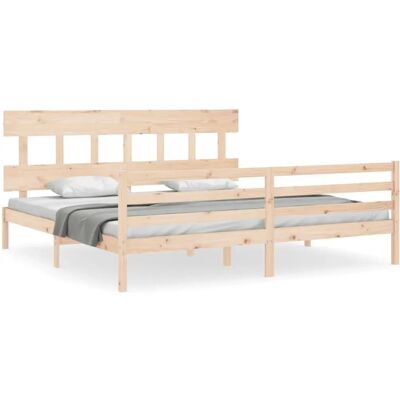 vidaXL Bettgestell mit Kopfteil - Massives Kiefernholz - 200x200cm vidaXL Bettgestell mit Kopfteil - Massives Kiefernholz - 200x200cm