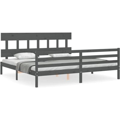 vidaXL Bettrahmen Grau Massivholz 200x200 cm - Bettrahmen vidaXL Bettrahmen Grau Massivholz 200x200 cm - Bettrahmen
