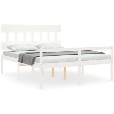 vidaXL Weißes 160x200 cm Bett mit Kopfteil - Bett vidaXL Weißes 160x200 cm Bett mit Kopfteil - Bett