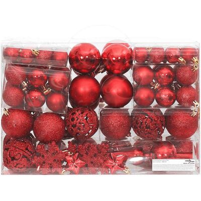 vidaXL 111-tlg. Rotes Weihnachtskugel-Set - Weihnachtsdekoration vidaXL 111-tlg. Rotes Weihnachtskugel-Set - Weihnachtsdekoration