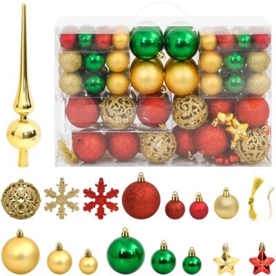 vidaXL Weihnachtskugel-Set - 111 Stück - Mehrfarbig - Bruchsicher vidaXL Weihnachtskugel-Set - 111 Stück - Mehrfarbig - Bruchsicher
